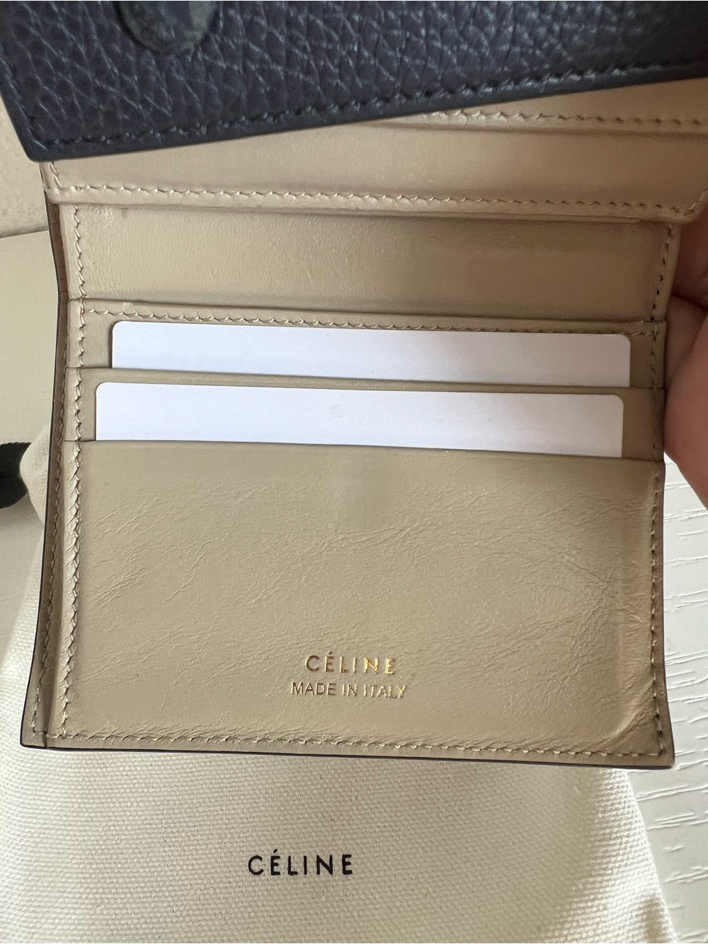 Celine Black Pebbled Leather Compact Wallet - Picture 7 of 13